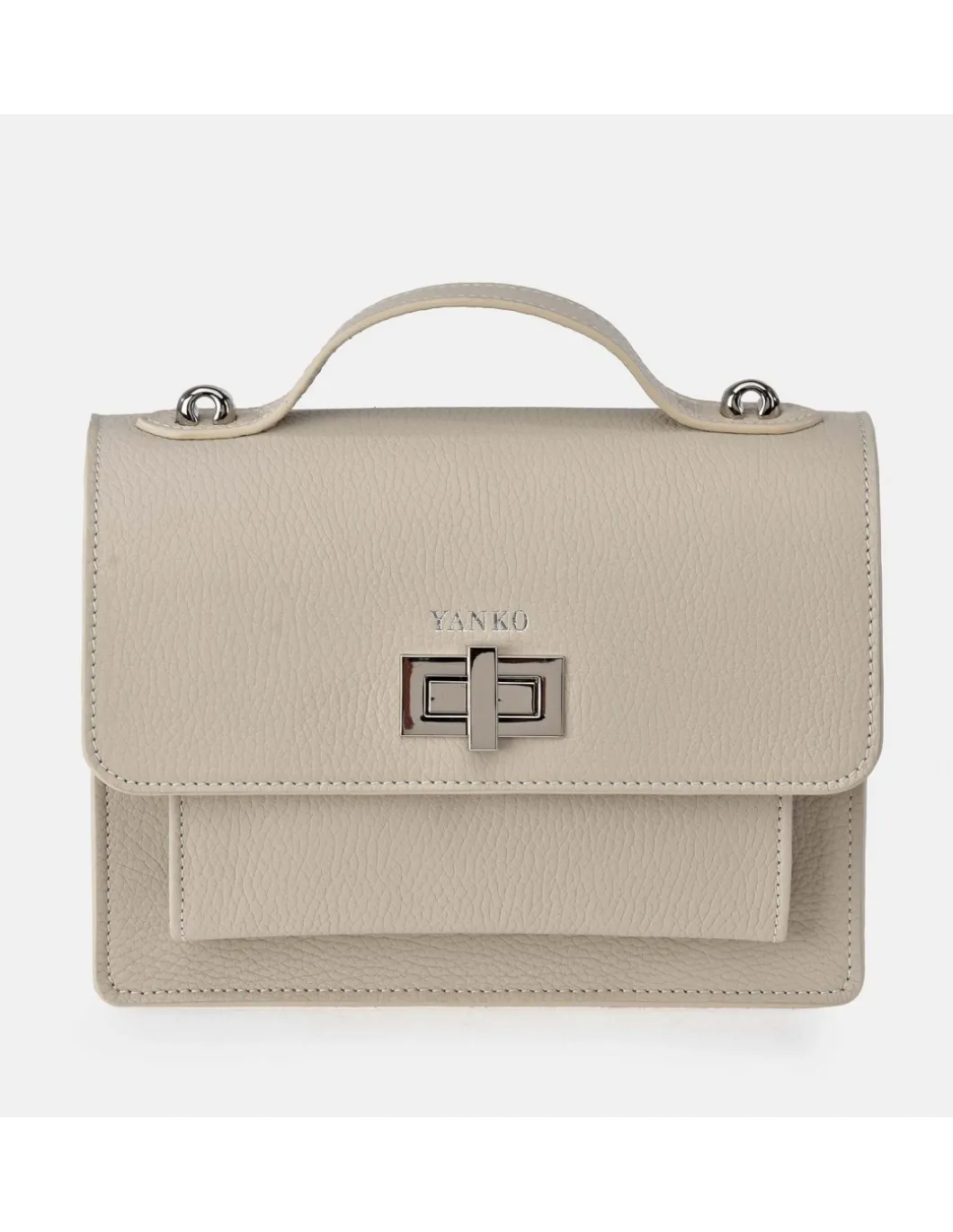 YANKO bolso bandolera con asa de mano y solapa para mujer en piel Grano