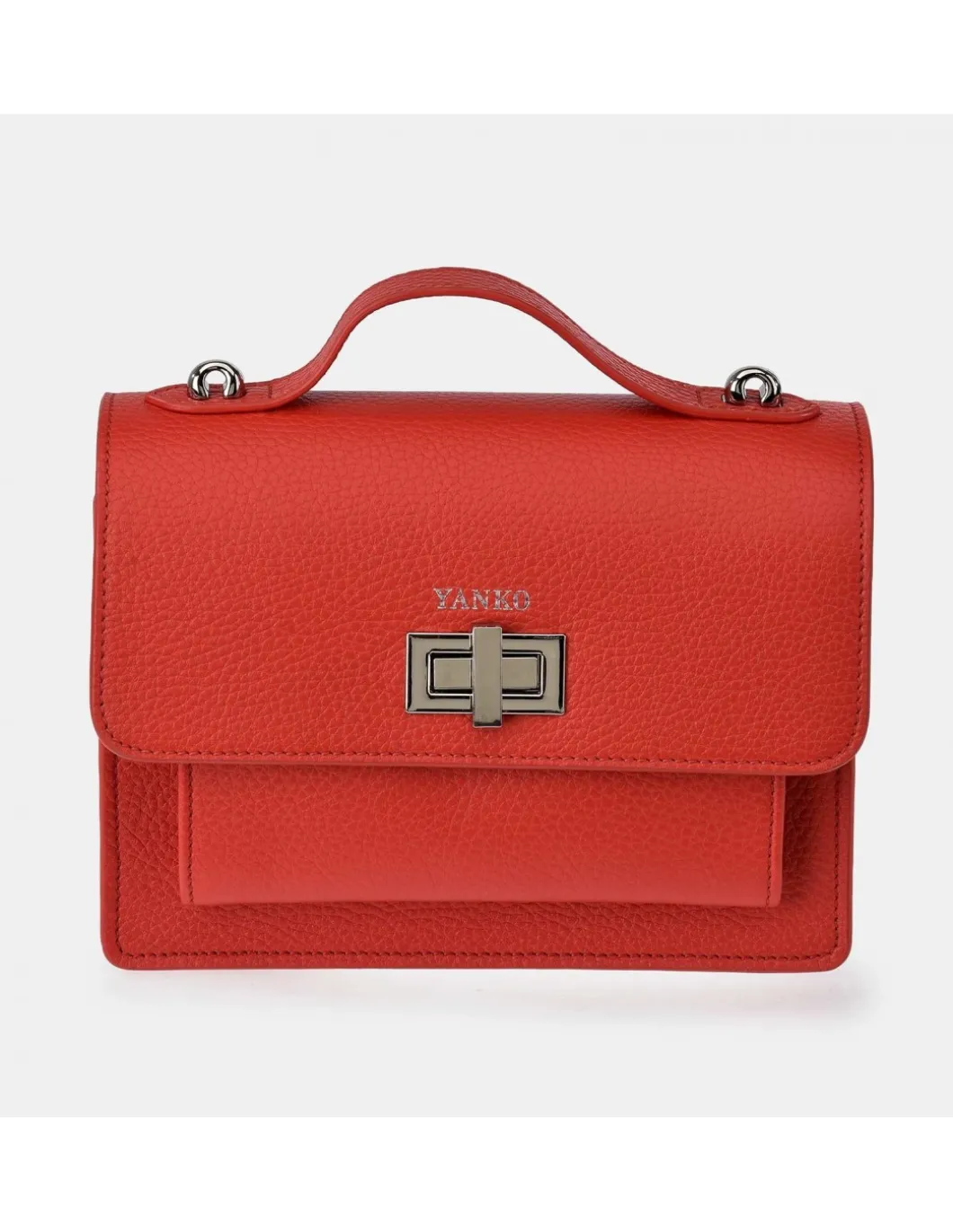YANKO bolso bandolera con asa de mano y solapa para mujer en piel Grano