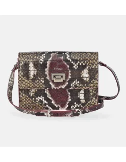 YANKO bolso bandolera grande con solapa para mujer en piel grabado con cierre metálico