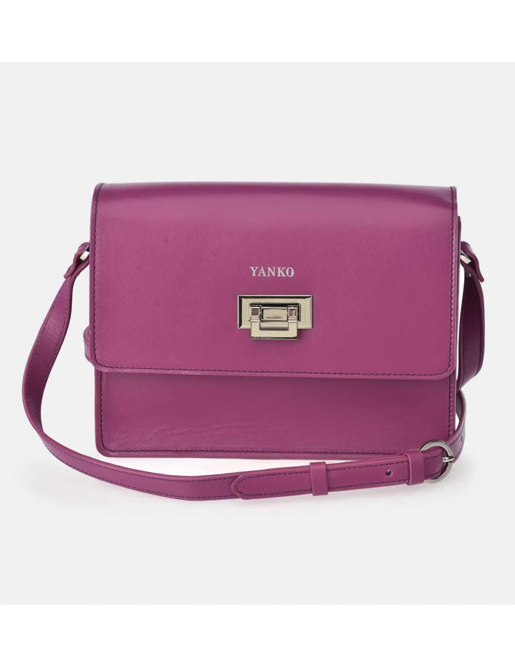 YANKO Bolso con solapa y bandolera para mujer piel lisa