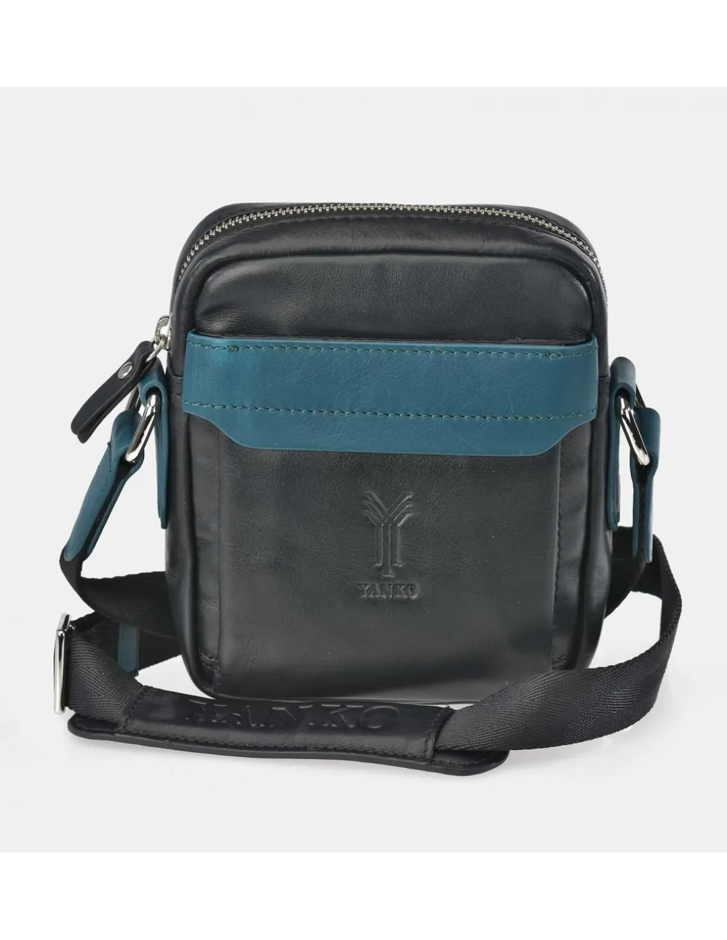 YANKO bolso de cruzar para hombre en piel con bandolera en Nylon