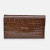 YANKO bolso de mano plano con bandolera y solapa para mujer en piel grabada