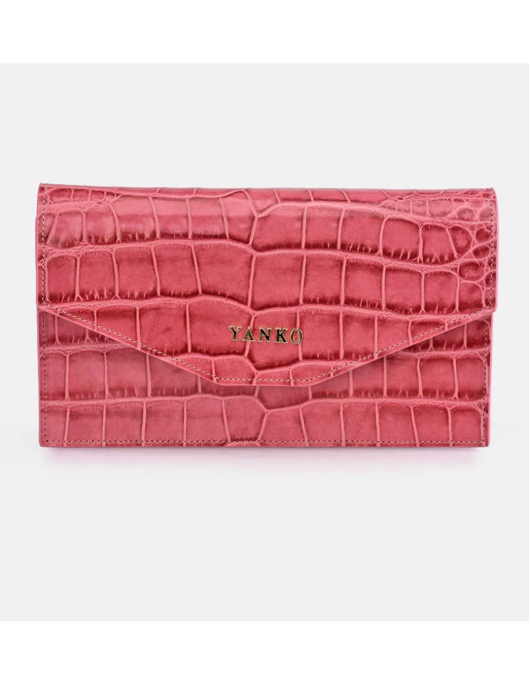 YANKO bolso de mano plano con bandolera y solapa para mujer en piel grabada