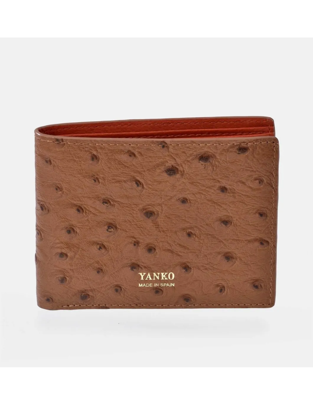YANKO Cartera americano de piel para hombre grabado avestruz