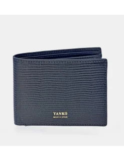 YANKO Cartera americano piel con monedero para hombre grabado raya