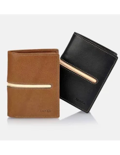 YANKO Cartera con greca de piel para hombre