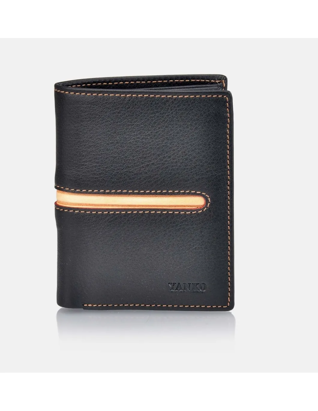 YANKO Cartera con greca de piel para hombre