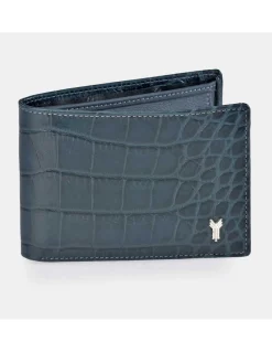 YANKO cartera de piel azul tipo americano con billetera y monedero para hombre