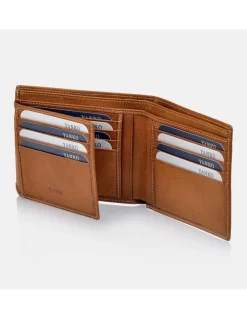 YANKO Cartera de piel con greca tipo americano para hombre