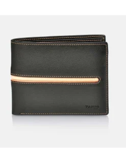 YANKO Cartera de piel con greca tipo americano para hombre