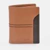 YANKO Cartera de piel para hombre con costuras