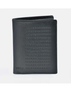 YANKO Cartera de piel perforada para hombre