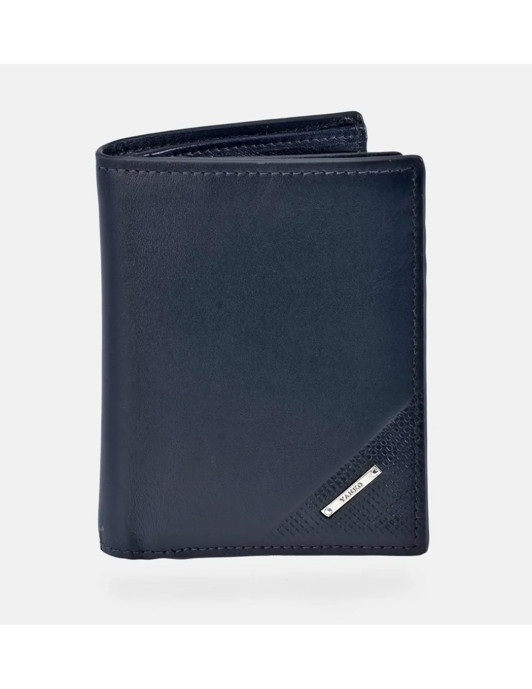 YANKO cartera en piel para hombre con monedero interior y aplique