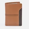 YANKO Cartera grande de piel para hombre con tarjetero y costuras