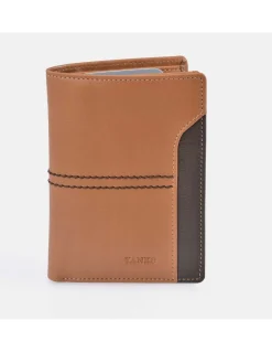 YANKO Cartera grande de piel para hombre con tarjetero y costuras