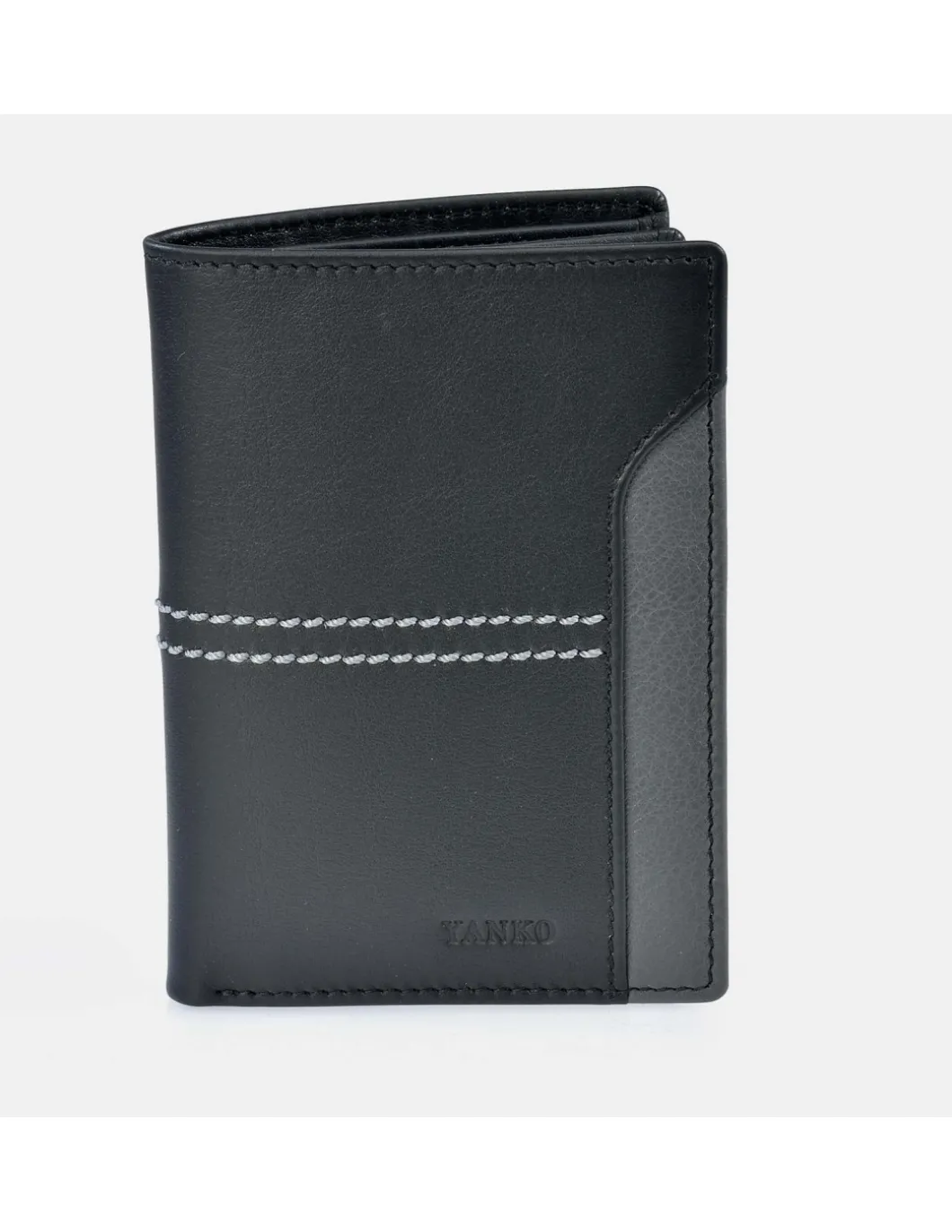 YANKO Cartera grande de piel para hombre con tarjetero y costuras