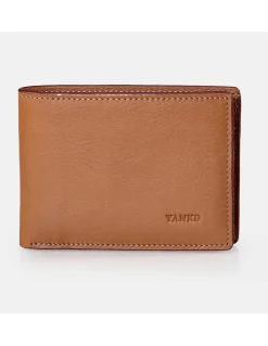 YANKO Cartera pequeña de piel colores tipo americano con monedero para hombre