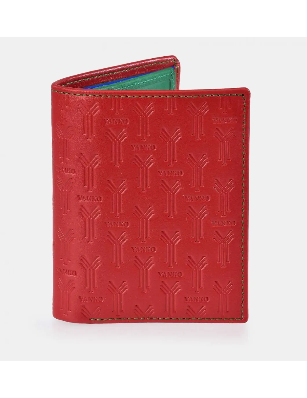YANKO cartera pequeña para hombre en piel colores logo grabado
