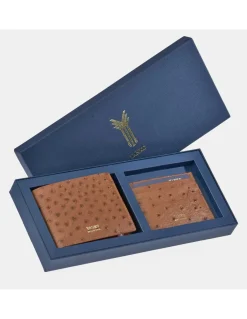 YANKO Cartera piel tipo americano y tarjetero plano en color con estuche de regalo