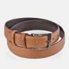 YANKO Cinturón de piel para hombre color camel