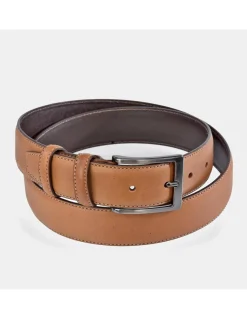 YANKO Cinturón de piel para hombre color camel