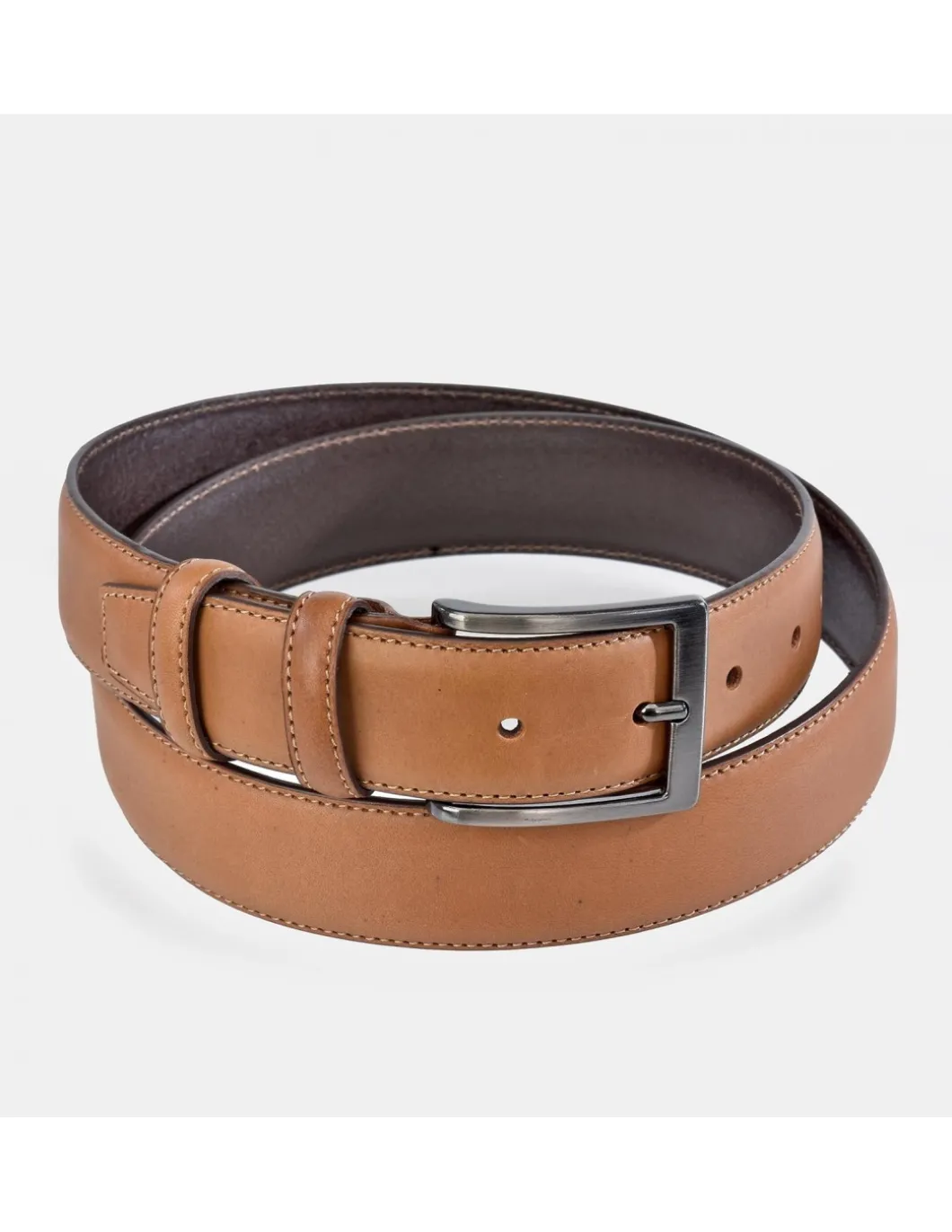 YANKO Cinturón de piel para hombre color camel
