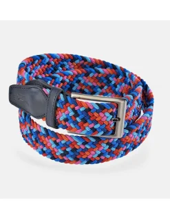 YANKO Cinturón elástico con piel color azul para hombre