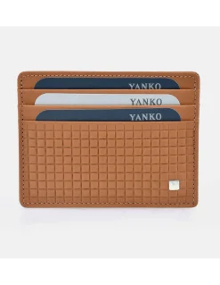 YANKO Tarjetero plano de piel grabado para hombre