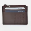 YANKO Tarjetero plano de piel para hombre con cremallera