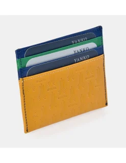 YANKO Tarjetero plano para hombre piel colores logo grabaden