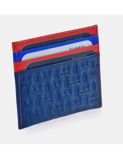 YANKO Tarjetero plano para hombre piel colores logo grabaden
