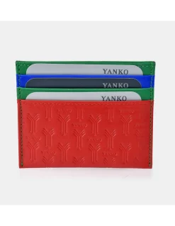 YANKO Tarjetero plano para hombre piel colores logo grabaden