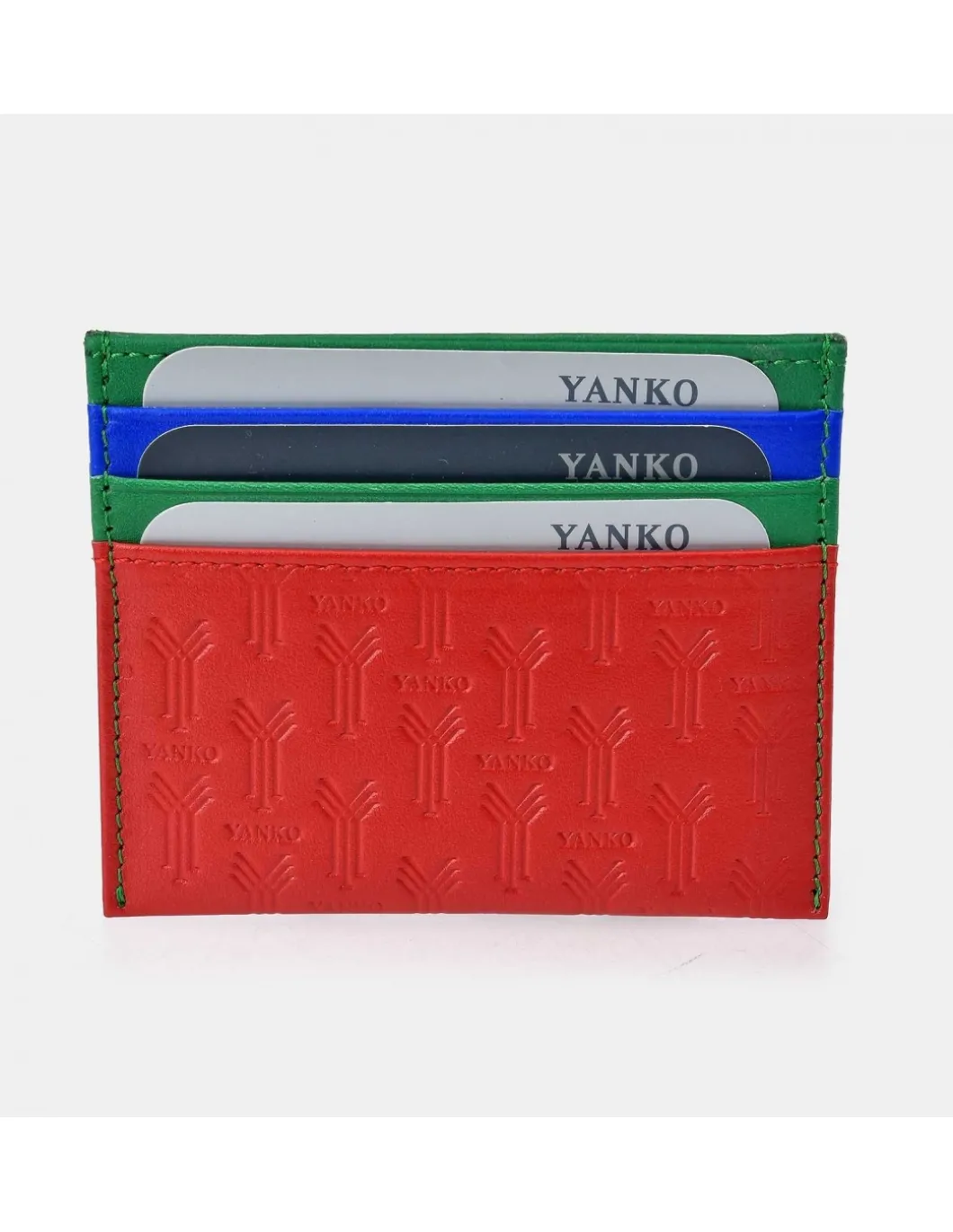 YANKO Tarjetero plano para hombre piel colores logo grabaden