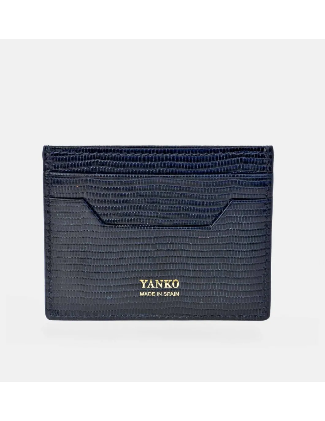 YANKO tarjetero plano piel para caballero grabado raya