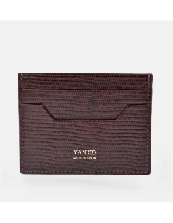 YANKO tarjetero plano piel para caballero grabado raya