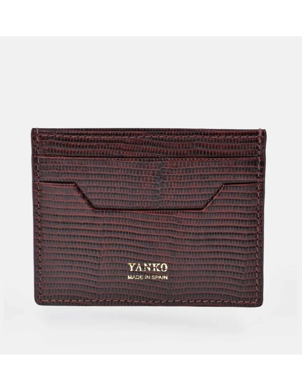 YANKO tarjetero plano piel para caballero grabado raya