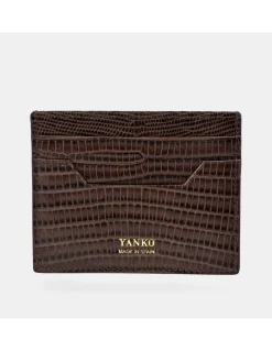 YANKO tarjetero plano piel para caballero grabado raya