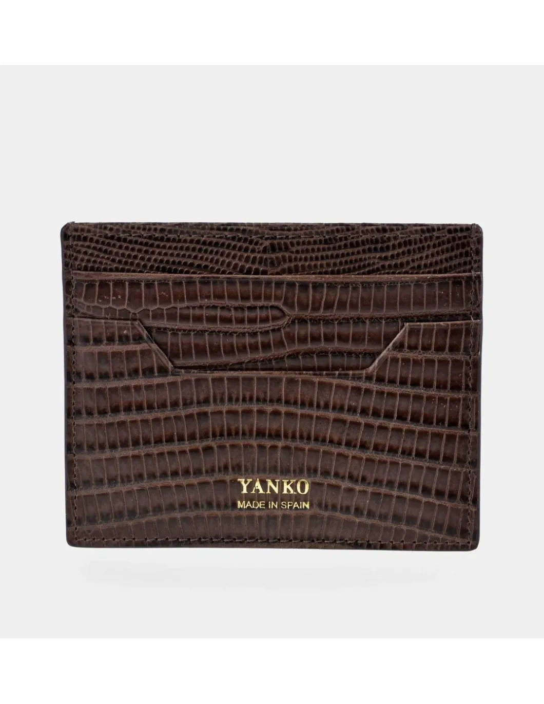 YANKO tarjetero plano piel para caballero grabado raya