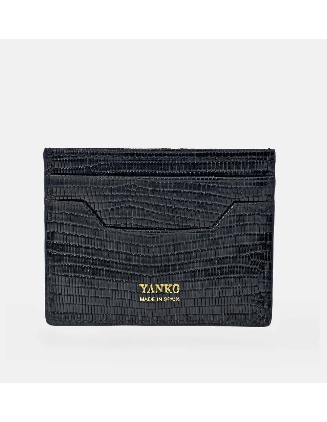 YANKO tarjetero plano piel para caballero grabado raya