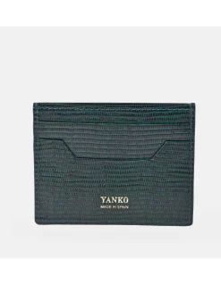 YANKO tarjetero plano piel para caballero grabado raya