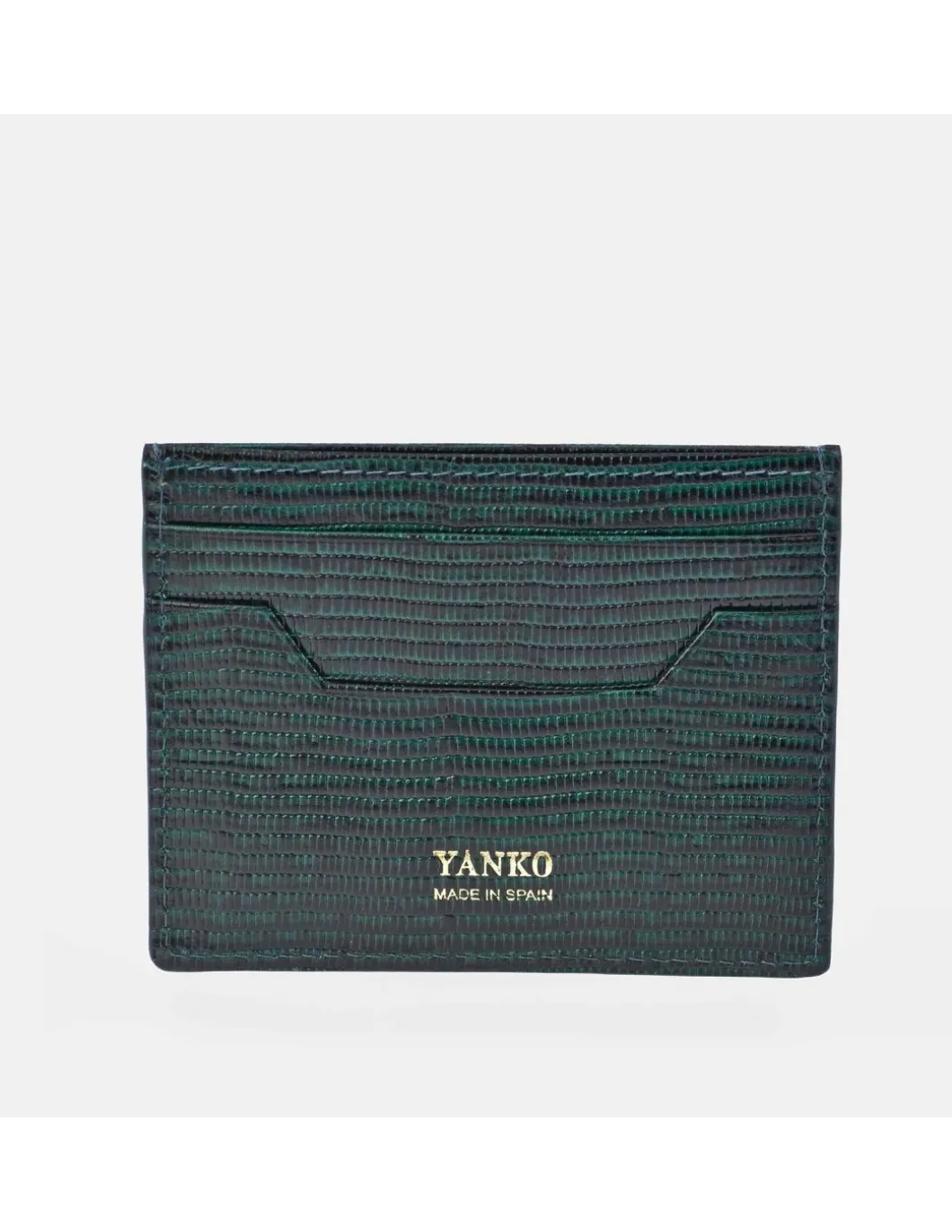 YANKO tarjetero plano piel para caballero grabado raya