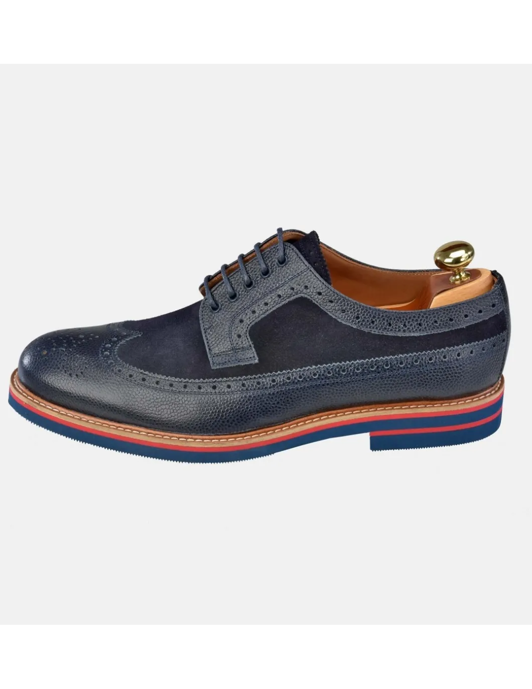 YANKO Zapato piel hombre piel combinada perforada